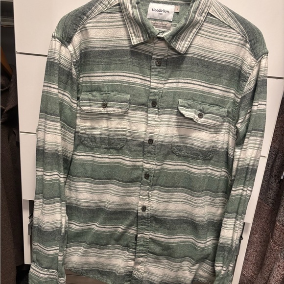 Goodfellow & Co Men's Green Striped Shirt - Picture 1 of 2